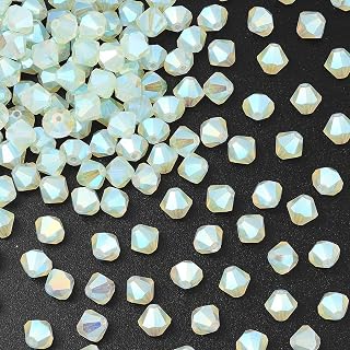 24pcs 4mm Crystal Glass Beads for Jewelry Making Bicone Czech Crystal Faceted Bicone Spacer Bead for Friendship Bracelet Necklace Earring Crafts Making