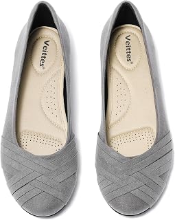 Veittes Women's Wide Width Flat Shoes Dress Ballet Flats
