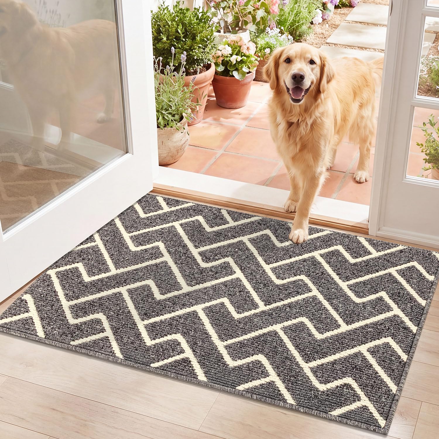 Biscpro Indoor Door Mats,60x90cm Door Mat Non Slip Backing,Dirt Trapper Mat Abso