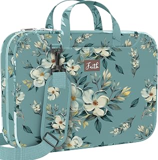 Bible Cover Case for Women - Extra Large Bible Bags for Women Tote Bags | Green Floral Case with Shoulder Strap - Zippered Pocket - Book Size 11.4 x 9 x 1.96 in - Premium Christian Gift