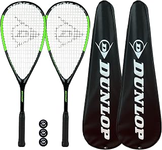 Dunlop Hypermax Ultimate Squash Racket Twin Set, inc Full Protective Covers & 3 Squash Balls