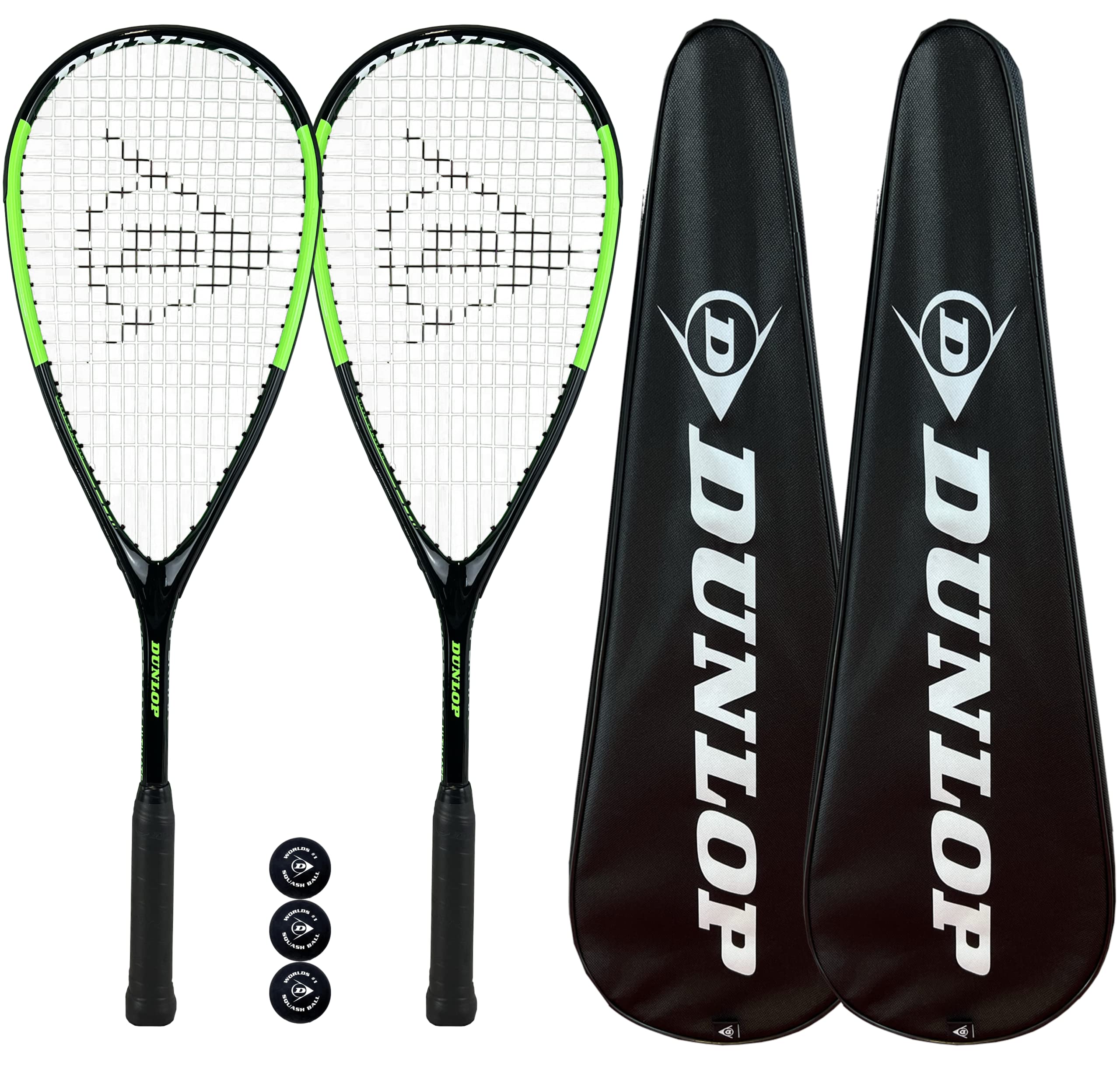 Dunlop Hypermax Ultimate Squash Racket Twin Set, inc Full Protective Covers & 3 
