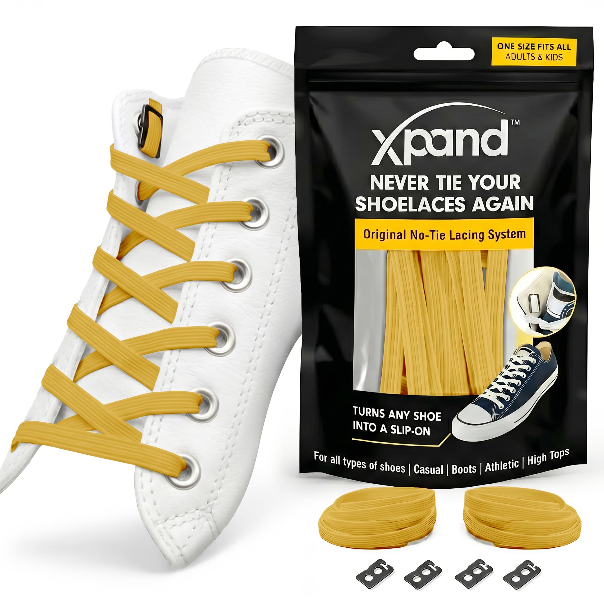 Xpand No Tie Elastic Shoe Laces for Sneakers - Shoelaces for Adults & Kids | 1 S