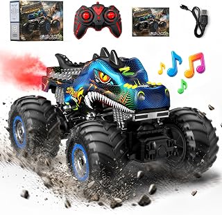 Dinosaur Monster Truck Toys Remote Control Cars, Boys Toys Gift for 4-12 | 2.4GHz RC Monstertruck Kids Toys, Dinosaur RC Car with Lights, Spray & Music, 3-12 Year Old Boy Girls Gifts Birthday Presents
