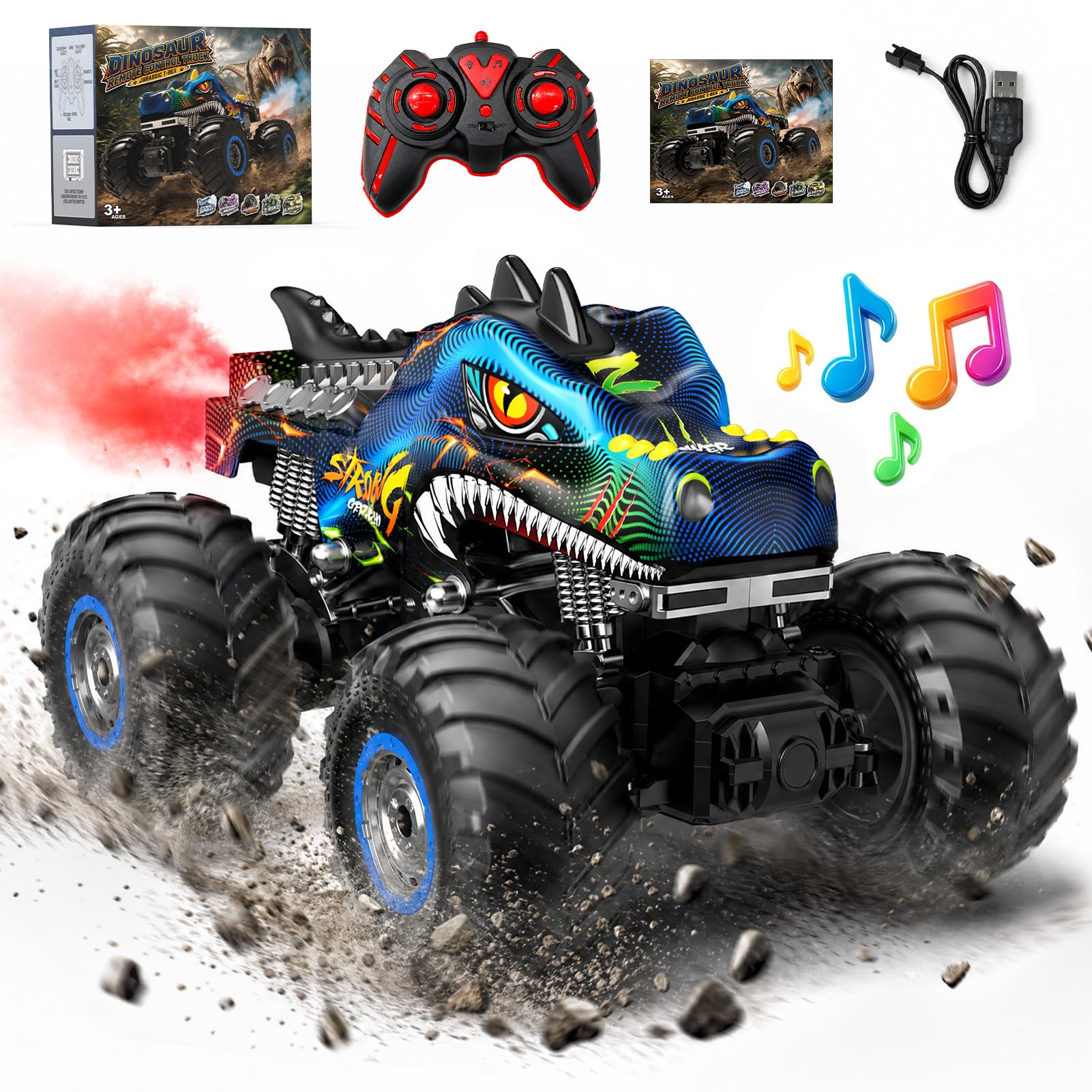 Dinosaur Monster Truck Toys Remote Control Cars, Boys Toys Gift for 4-12 | 2.4GH