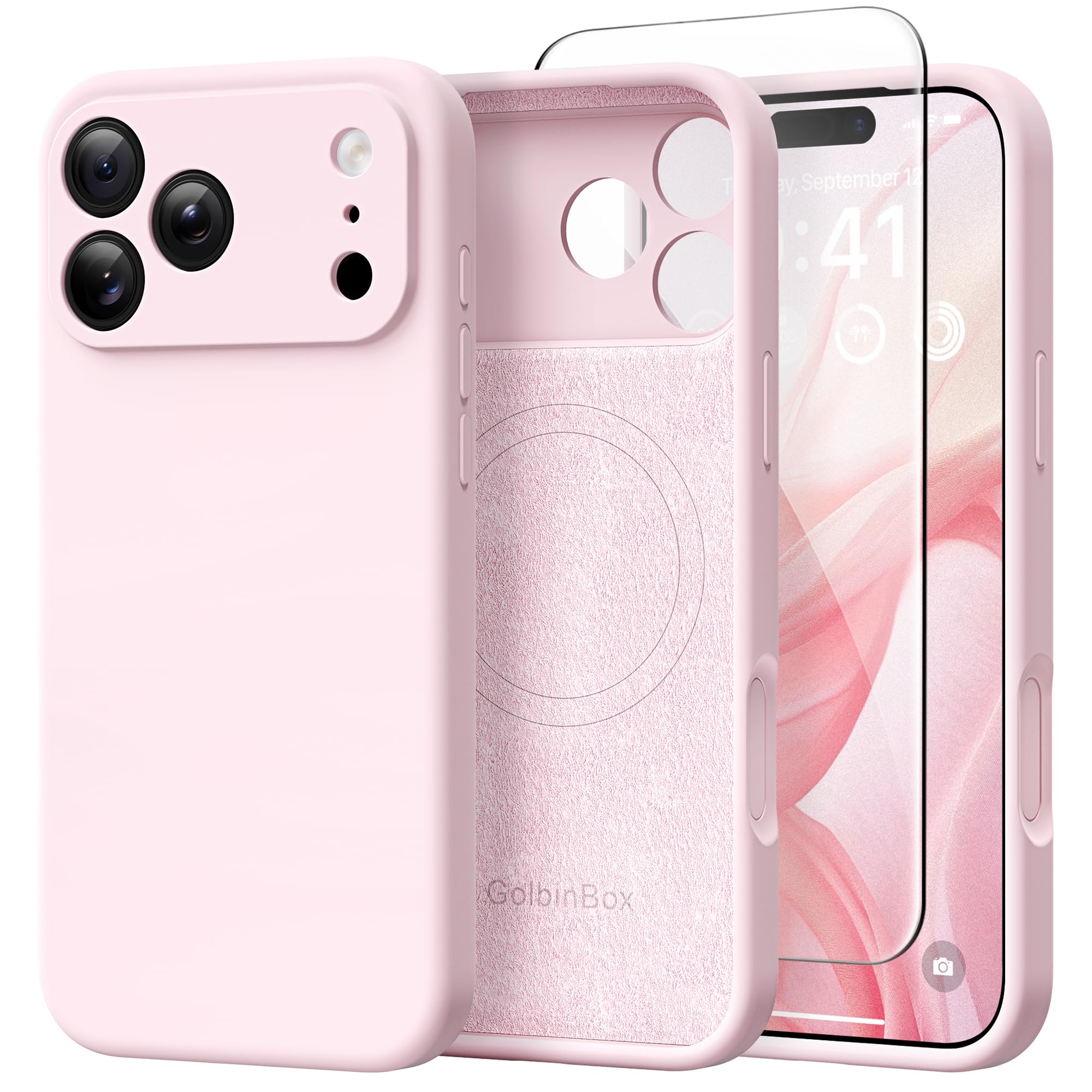 GolbinBox Magnetic for iPhone 18 Pro Case/17 Pro Case, Chalk Pink | Compatible w