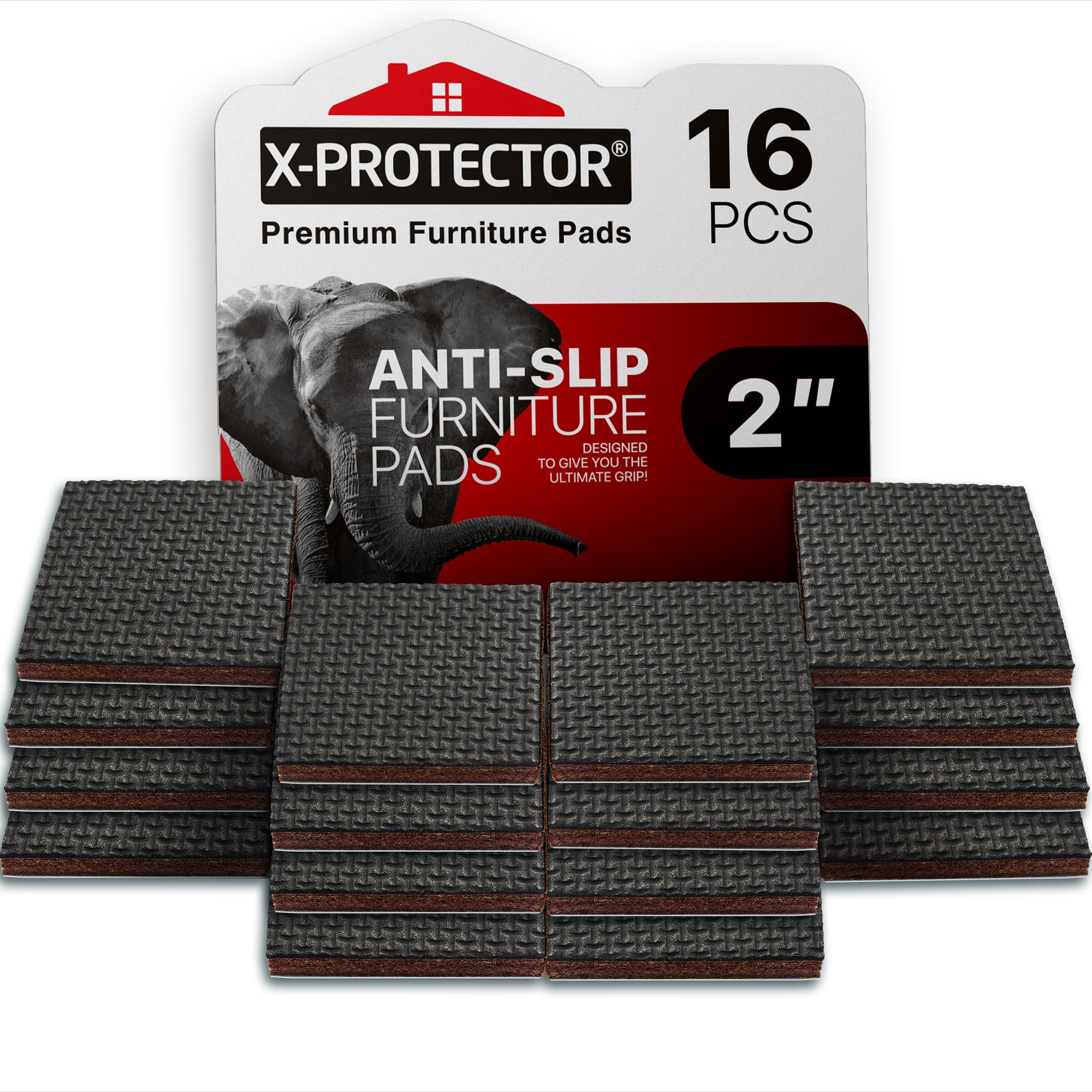 X-PROTECTOR Non Slip Furniture Pads - 16 Premium Furniture Grippers 2"! | Self-A