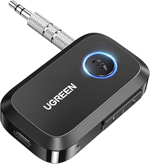 UGREEN Bluetooth 6.0 Aux Receiver for Car, Hands-Free Call, 15H Playtime | 3.5mm Audio Adapter for Car/Home Stereo/Speaker/Headphones/HiFi Amp, Dual Connection, Works with iPhone/Android, Plug & Play