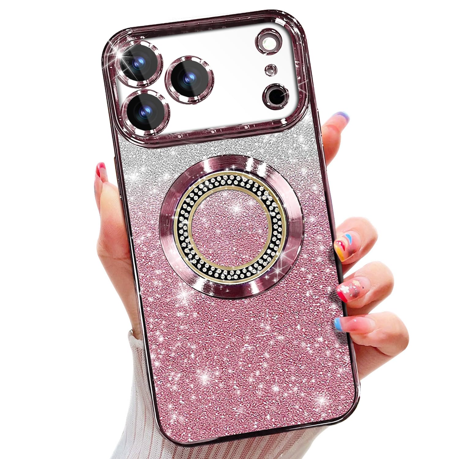 Misscase iPhone 17 Pro Glitter Magnetic Case Compatible with MagSafe Full Body P