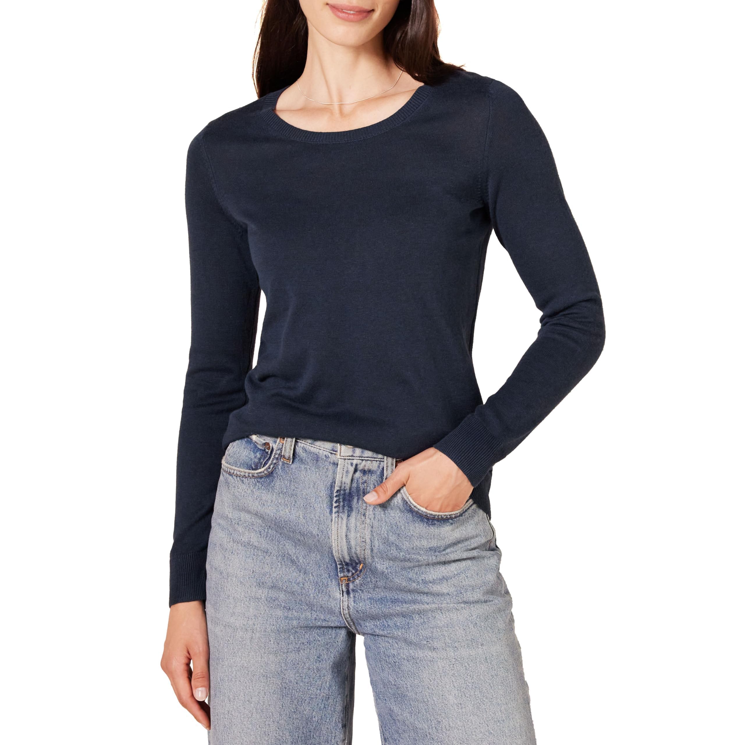 Amazon Essentials Women's Long-Sleeve Lightweight Crewneck Sweater, Flattering (
