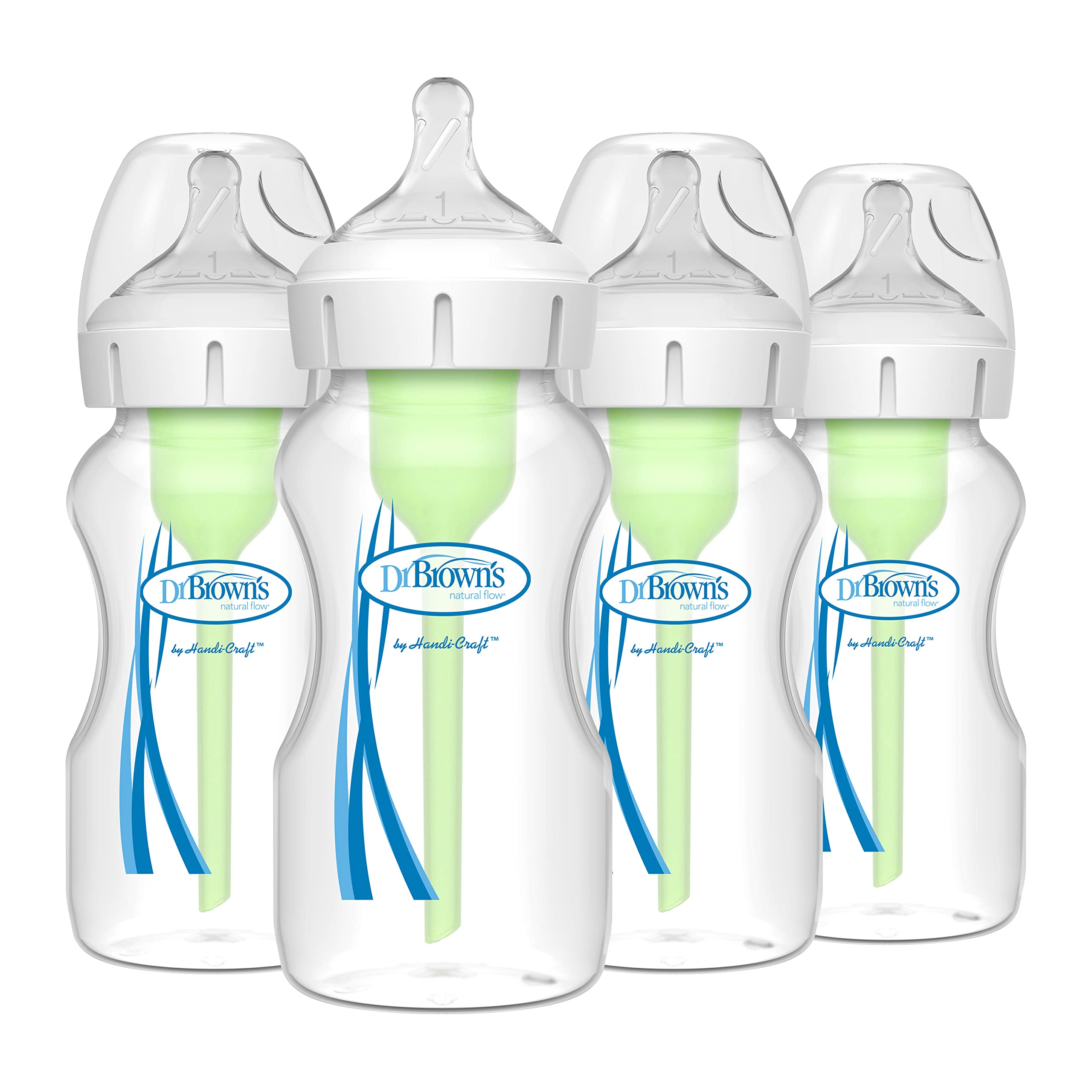 Dr. Brown’s Natural Flow Anti-Colic Options+ Wide-Neck Baby Bottles 9 oz/270 mL,