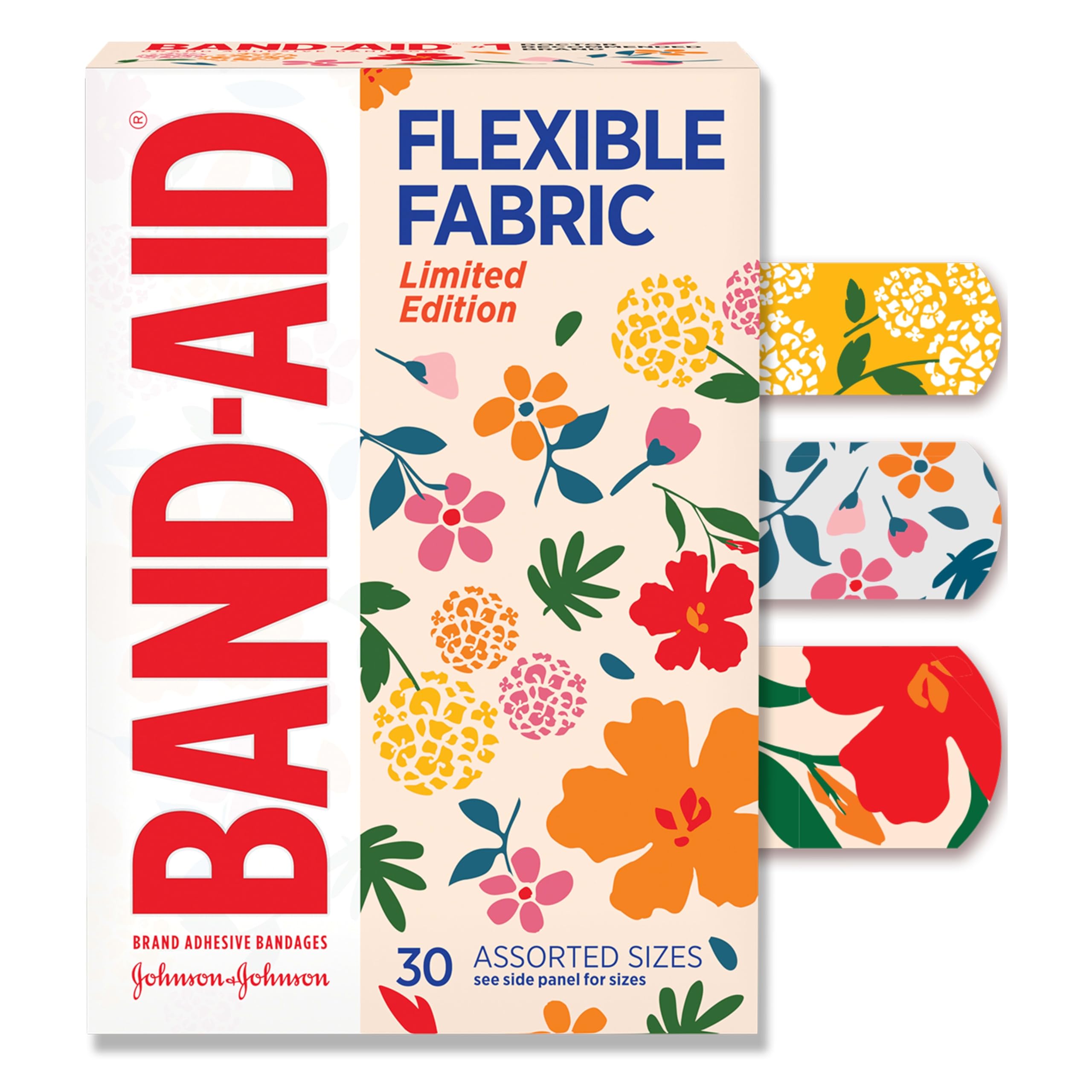BAND-AID Brand Flexible Fabric Adhesive Bandages, Wildflower Designs, 30 Ct | Co