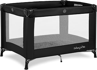 Dream On Me Nest Portable Playard, Lightweight, Foldable, Carry Bag, Black | Breathable Mesh Sides, ASTM Tested for Infants &amp; Toddlers, 30 Lb Limit, Removable 1" Mattress Pad, For Indoor &amp; Outdoor Use