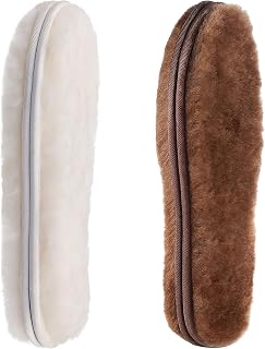 CCSOFTIME 2 Pairs of Real Lambskin Insoles for Men and Women, Winter Warm Soles, Soft, Thick, Fluffy Sheep's Wool, Shoe Insoles for Slippers, Boots