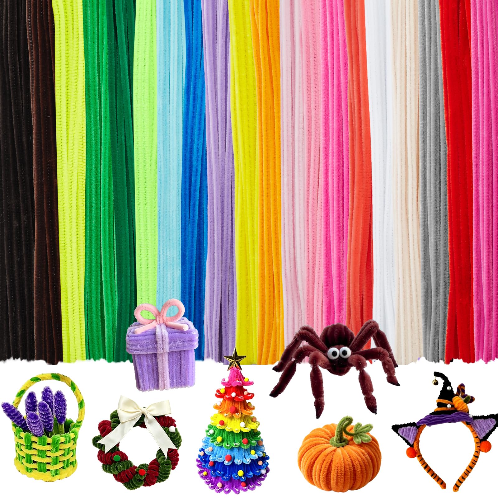 200 Pcs Pipe Cleaners Craft Bulk, 20 Colors Pipe Cleaner, Chenille Stems | Kids 