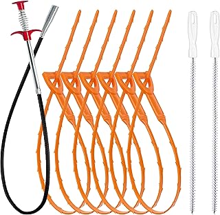 Drain Snake Hair Clog Remover Tool Set - 9 Pack Deep Cleaning Kit | 35.5" 4-Claw Metal Grabber | 25" Flexible Drain Snake | Pipe Brushes, For Sink, Shower, Tub, Toilet, Kitchen, Bathroom, Sewer