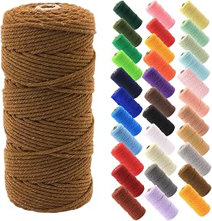 Macrame Cord 0.12" x 109 Yards Craft Rope Twisted Knot Roll DIY Macrame Project Wall Hanging Plant Hanger (Coffee)