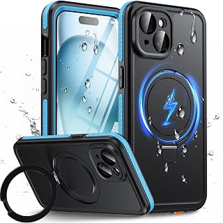 Oterkin Magnetic Stand for iPhone 15 Case Waterproof IP68, Blue