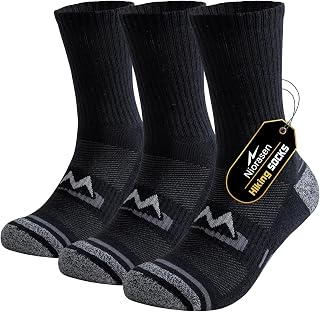 Niorasen Mens Sports Socks, Cushioned Anti Blister Hiking Walking Socks