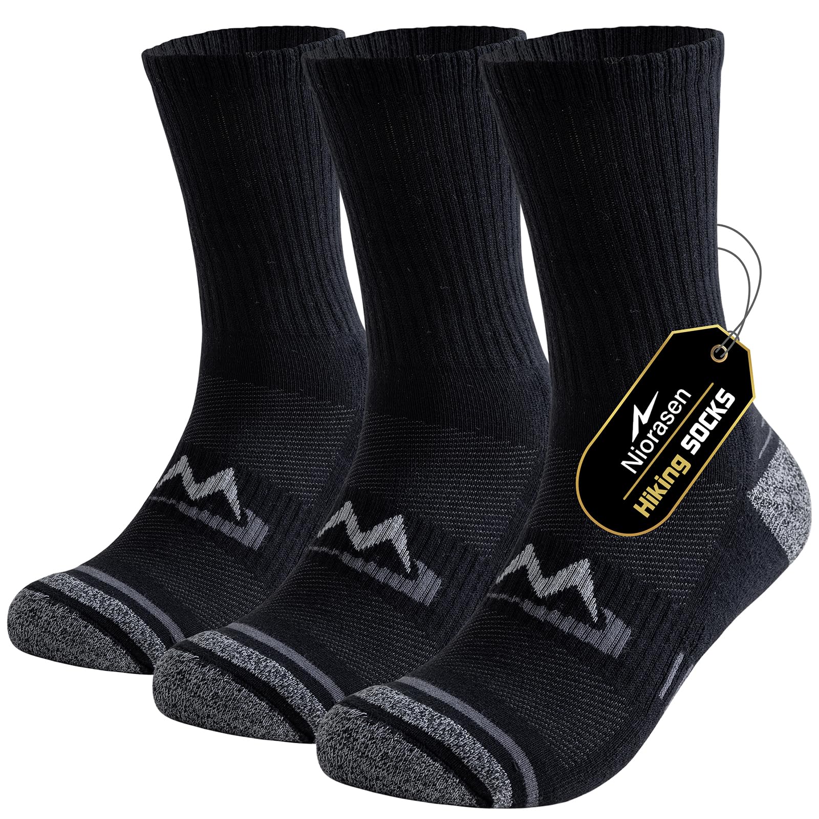 Niorasen Mens Sports Socks, Cushioned Anti Blister Hiking Walking Socks