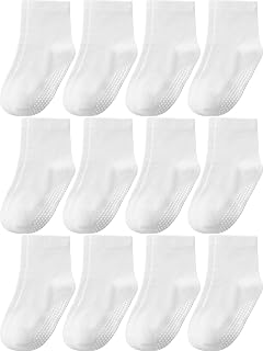 Aroveea Baby & Toddler Anti Slip Ankle Socks Cotton Unisex 12 Pairs Suitable for Children 6 Months-7 Years