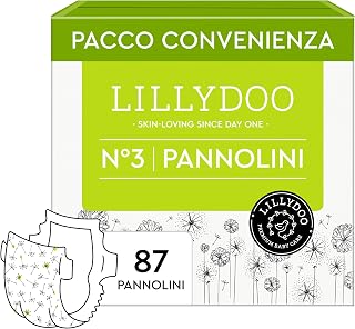 LILLYDOO Nappies Size 3 (6+ kg) 87 Pack Skin-Friendly | Extra soft, 0% perfumes and lotions, dermatologically tested: provide excellent protection from spills.