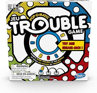 Hasbro Trouble Board Game for Kids Ages 5 and Up 2-4 Players, English and French Bilingual Version, A5064CA6