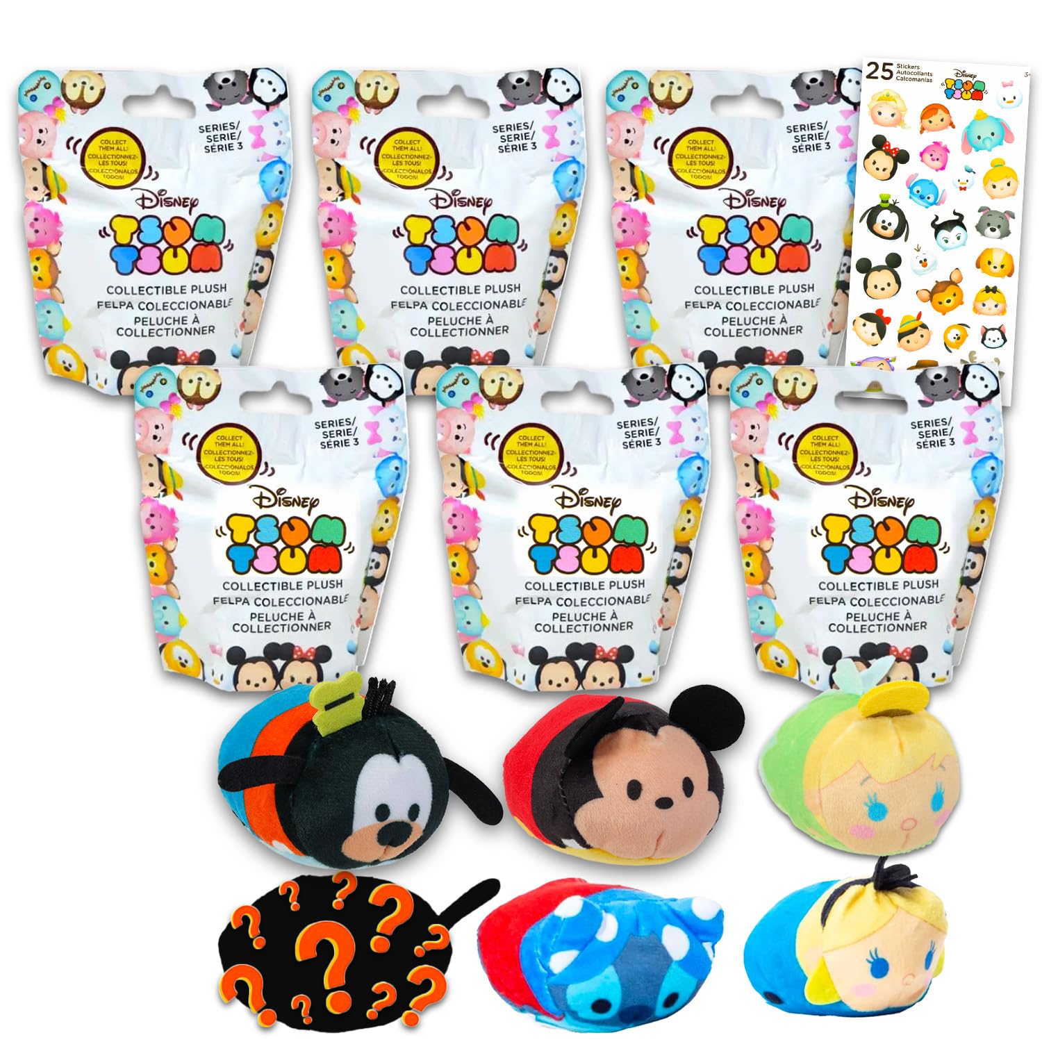 Disney Tsum Tsum Plush Blind Bags Set - Bundle with 6 Tsum Tsum Mini Plush Toys 