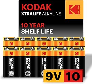 KODAK 9V Alkaline Batteries (10 Pack) Smoke Alarm Battery, 6LR61 PP3