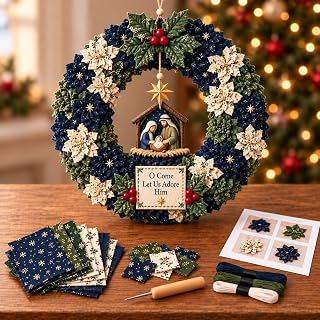 RUCPUC DIY Fabric Wreath Making Kit for Christmas Home Decoration, 3D Fabric Wreath Craft Set for Holiday Decorating (F)