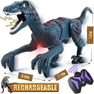 Remote Control Dinosaur Toys for Kids, Walking RC Jurassic Velociraptor Toy
