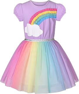 Sunny Fashion Robe Fille Multicolore Tulle Manches Courtes 4-10 Ans