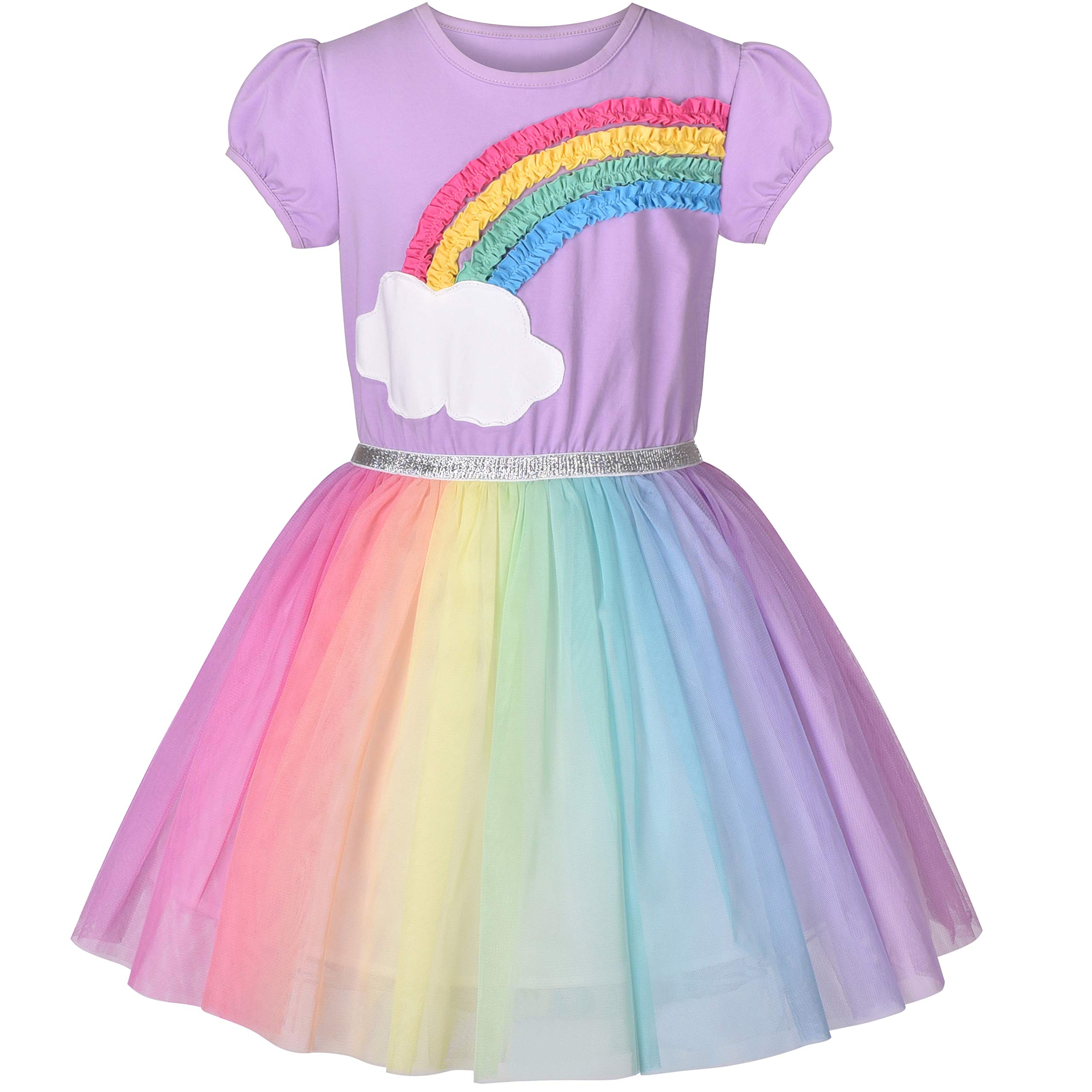Sunny Fashion Robe Fille Multicolore Tulle Manches Courtes 4-10 Ans