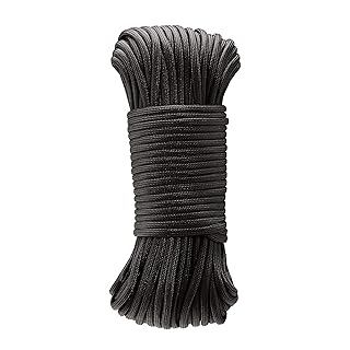 Amazon Basics 550 Type III Paracord, 7-Strand Core, High Strength for Hiking, Camping, Crafting, Bracelets, Lanyards, 5/32 Inch x 100 Foot (4mm x 30m), Black
