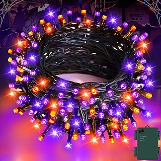 Gcstnn Halloween Decorations Fairy Lights, 16.4FT 50LED Orange-Purple String Lights IP65 Waterproof Battery Operated with 6h Timer, for Halloween,Porch,Autumn,Window,Fall Decoration