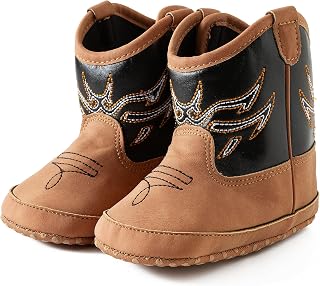 JOYEBUY Toddler Baby Boys Girls Western Cowboy Boots First Walker Crib Shoes Soft Sole Non-Slip Bootie