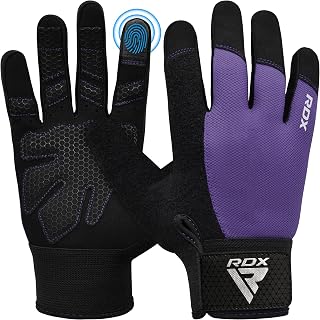 RDX Gym Gloves Weightlifting Fitness, Touch Screen Full Finger Gloves, Non-Slip Padded Grip Protection, Gym Powerlifting Bodybuilding Cycling Calisthenics Workout, Men and Women