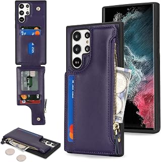 Cavor Custodia a portafoglio per Samsung Galaxy S22 Ultra, custodia a portafoglio per Galaxy S22 Ultra per donne e uomini, custodia S22 Ultra con porta carte, custodia in pelle con tasca per carte di