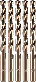 amoolo 3/8" Cobalt Drill Bit, 5Pcs | M35 HSS Metal Drill Bit Set for Hard Metal, Stainless Steel, Cast Iron