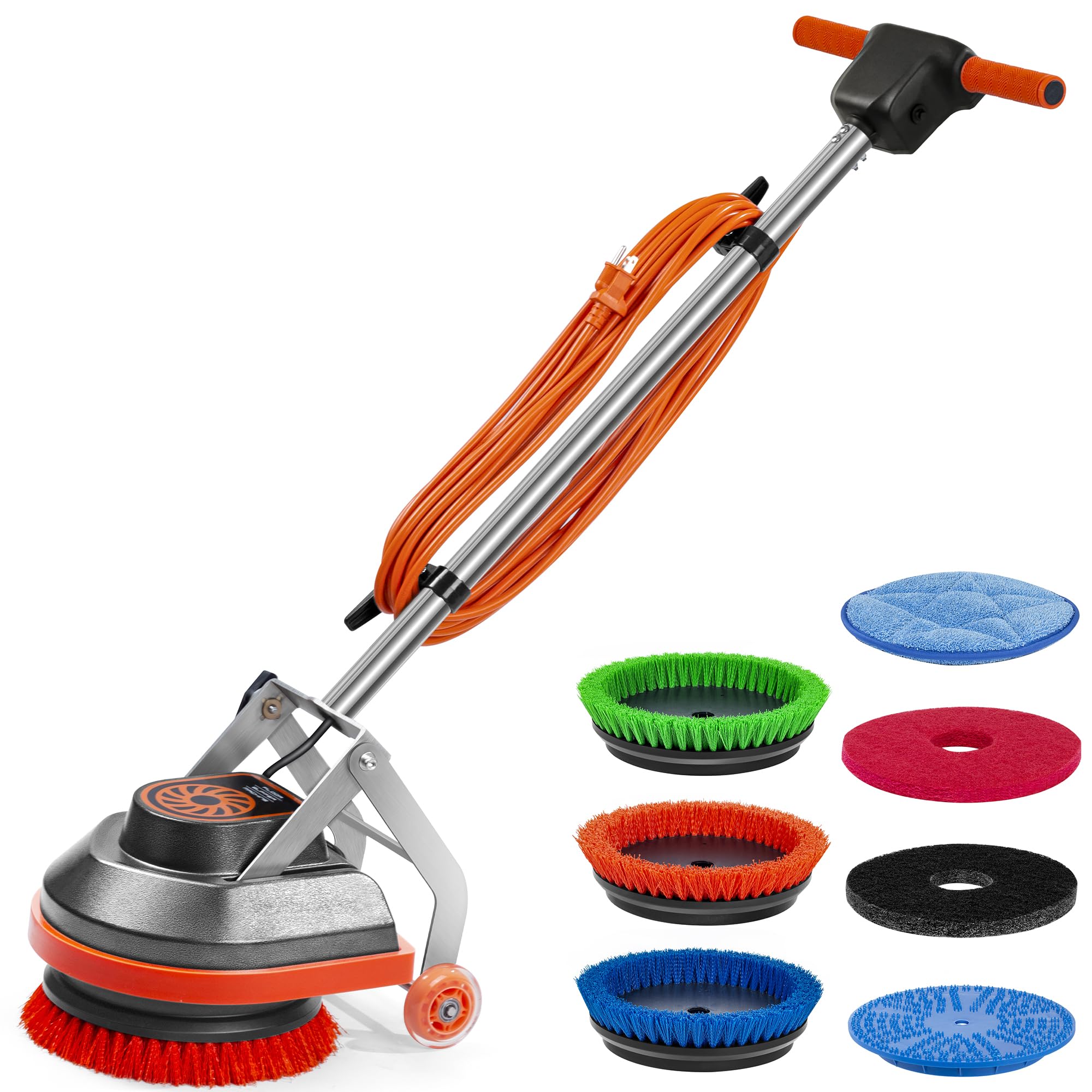 HHQ Commercial Floor Scrubber Machine with Brushes and Pads, Heavy Duty Floor Cl