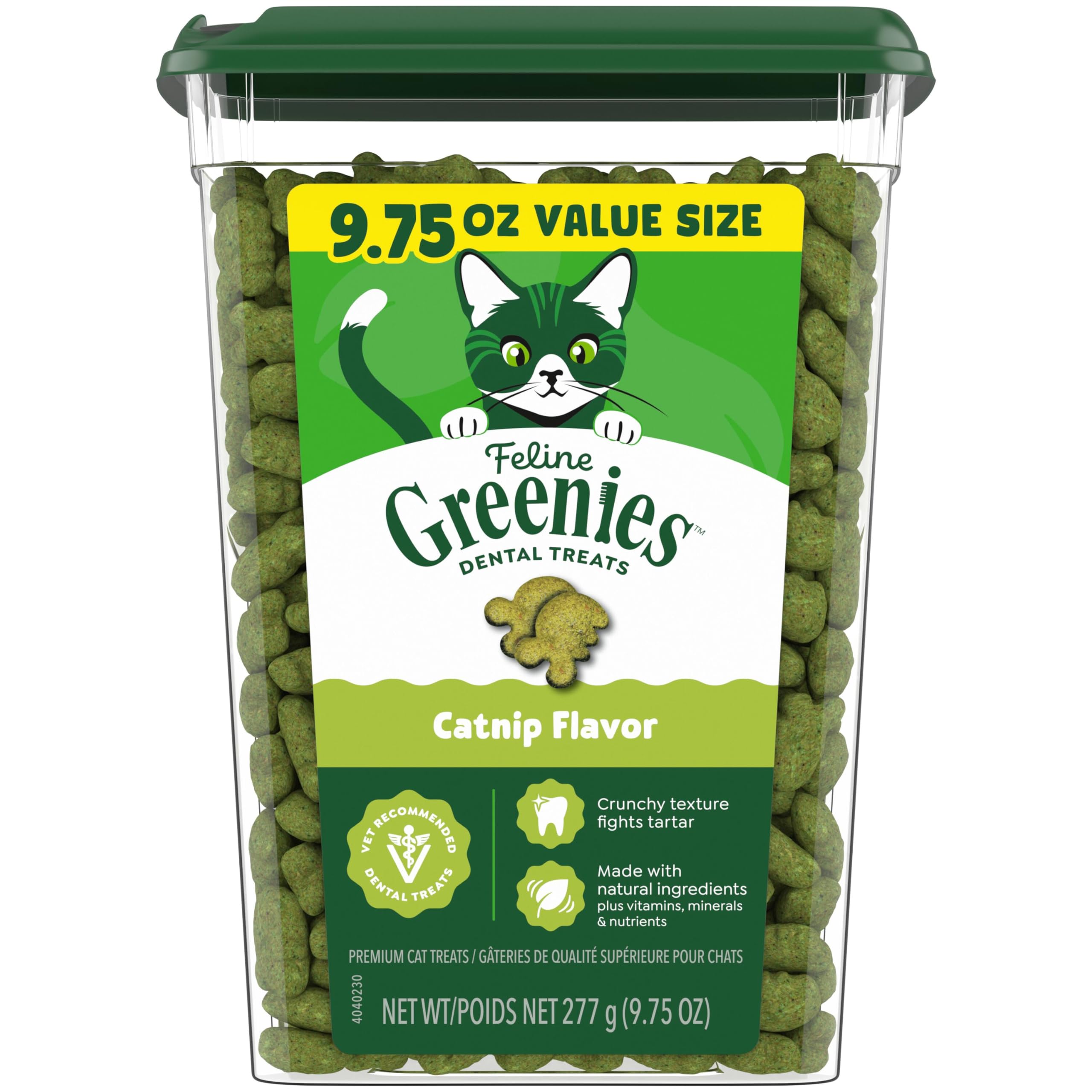 Greenies Feline Natural Dental Cat Treats, Catnip Flavor, 9.75 oz | #1 vet-recom