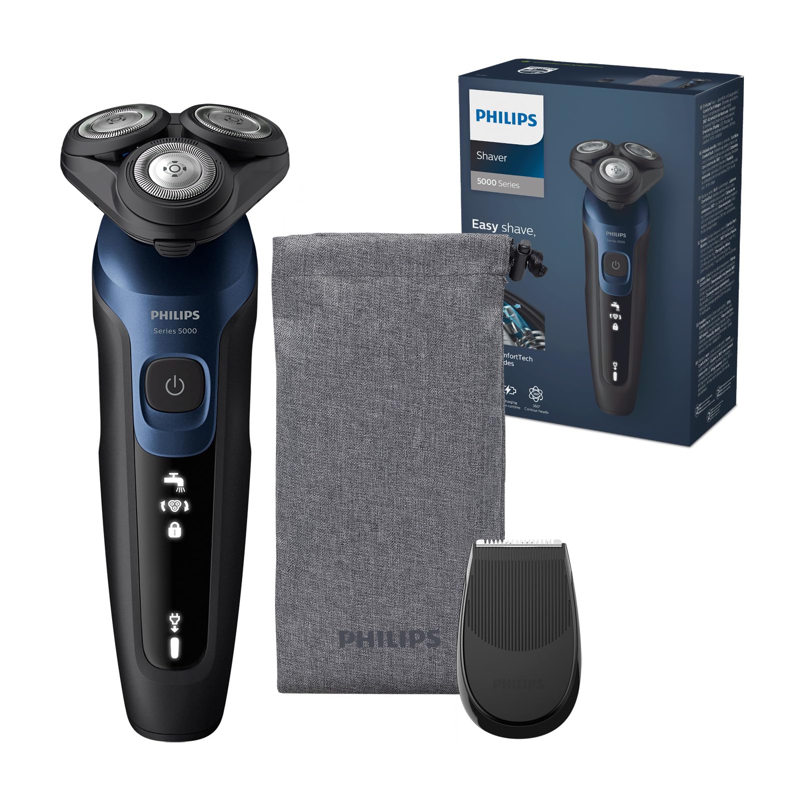 Rasoio elettrico Philips serie 5000 - Rasoio elettrico da uomo Wet & Dry in blu 