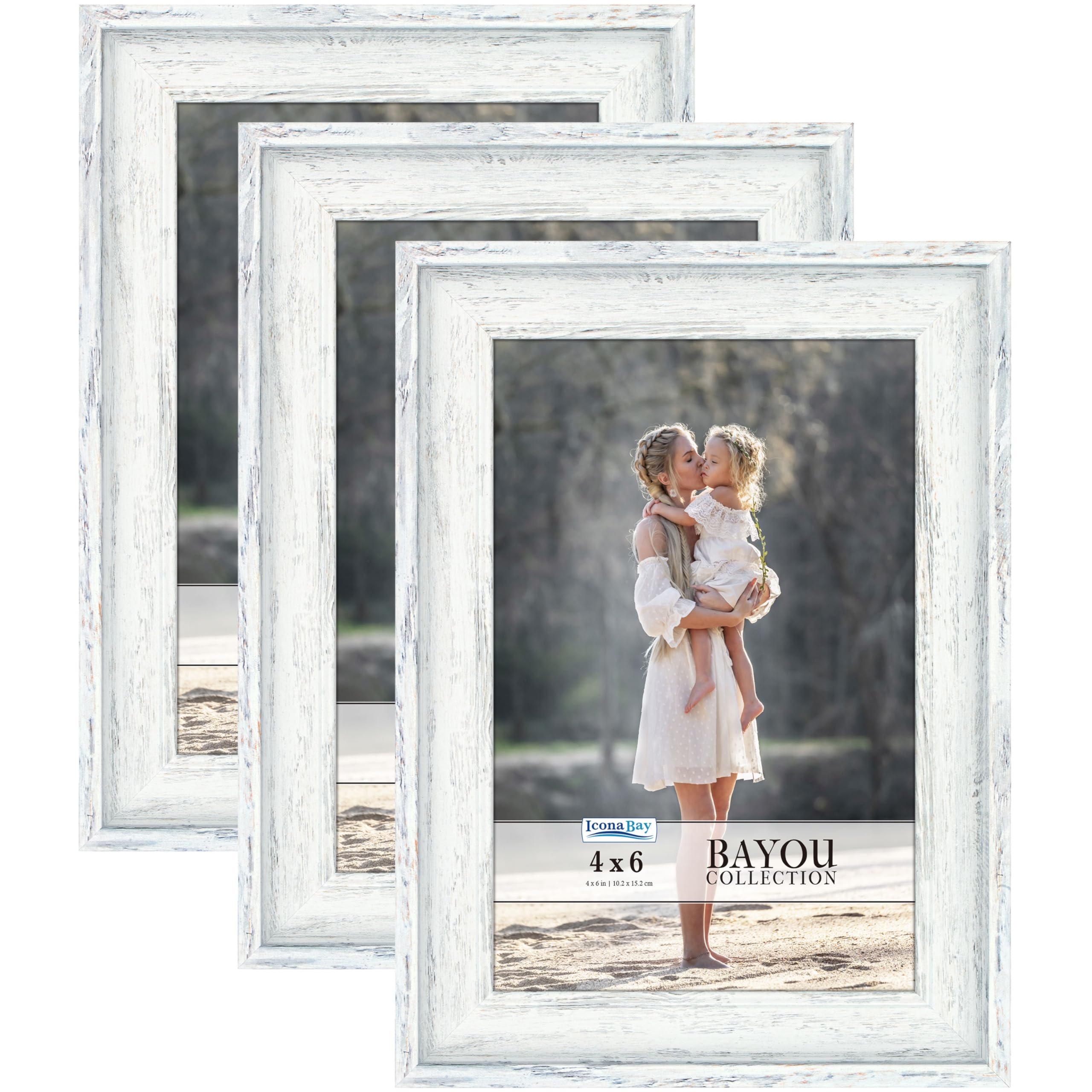 Icona Bay Bayou Collection - Cornici per foto da 10 x 15 cm, colore bianco nuvol