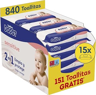 Dodot Sensitive Baby Wipes, 840 Wipes (15 Packs x 56 uds) (Packaging May Vary)