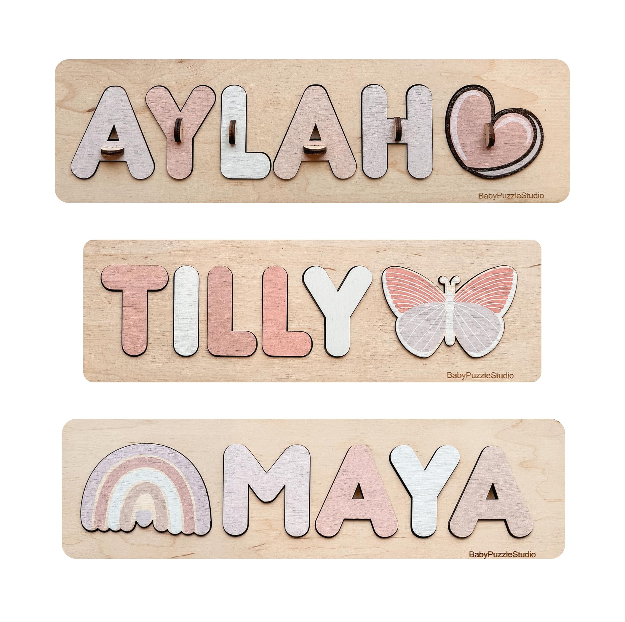 Wooden Name Puzzle Toddler Toys Baby Girl Gifts Gift for Kids First Birthday Gif