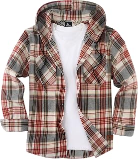 Hooded Flannel Shirt for Men Casual Button Down Shirt Long Sleeve Plaid Hoodie with Pocket