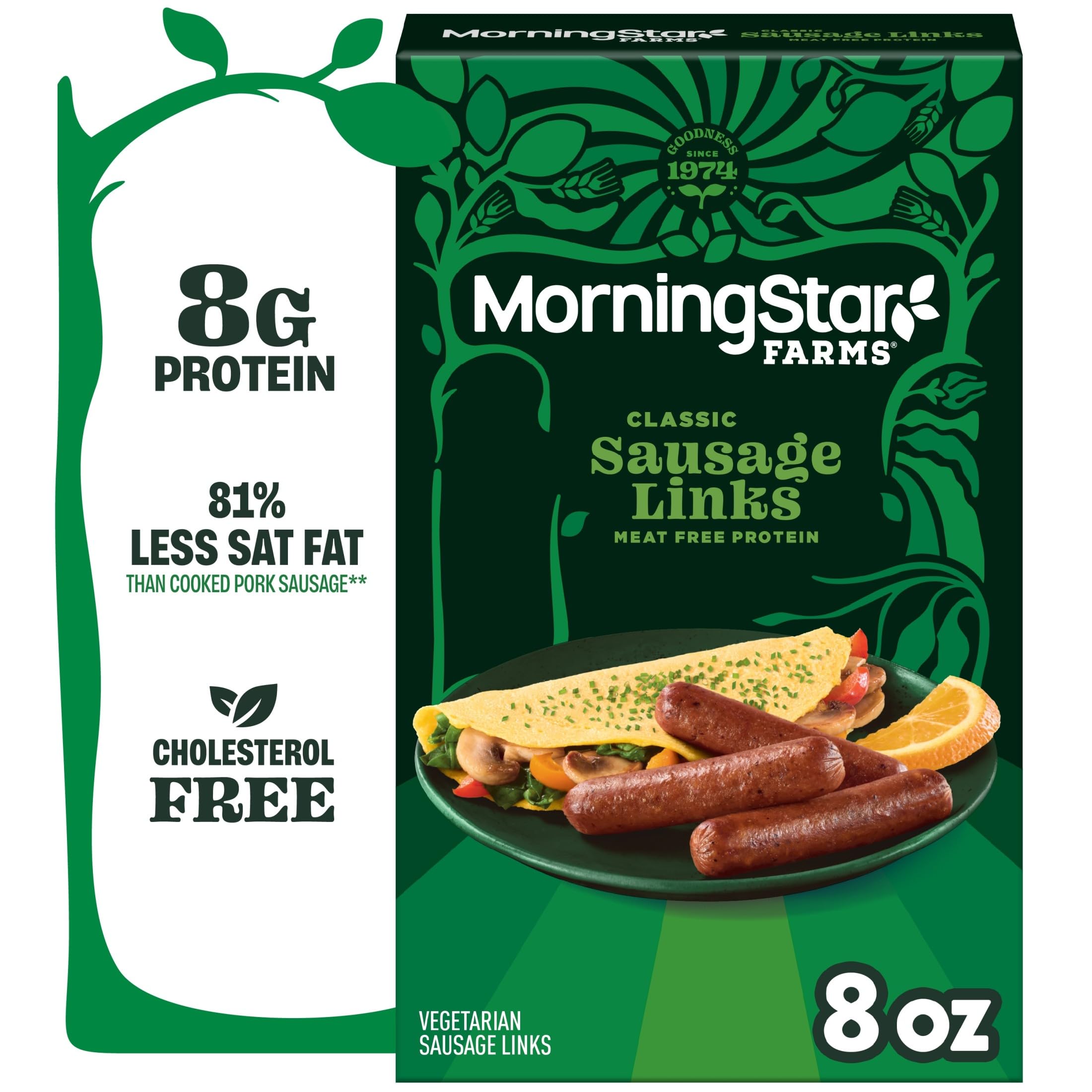 MorningStar Farms Plant Based Sausage Links, Vegetarian Meat, 8oz