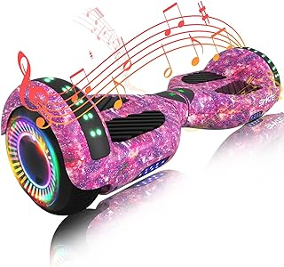 SIMATE Hoverboard, Bluetooth Speakers,  LED Lights, UL 2272 Certified | APP Control, 6.5" All-Terrain Wheels, Dual 250W Motors, Top 8.5 mph and 8.5 Miles, Gifts for Kids Adults Girls Boys