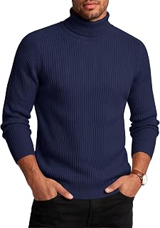 Cavva Men's Turtleneck Sweater Plain Casual Basic Long Sleeve Winter Thermal Sweater