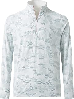 M MAELREG Quarter Zip Golf Pullover Men Dry Fit Long Sleeve Performance Wicking 1/4 Zip Full Print Pullover Mens Sweatshirt